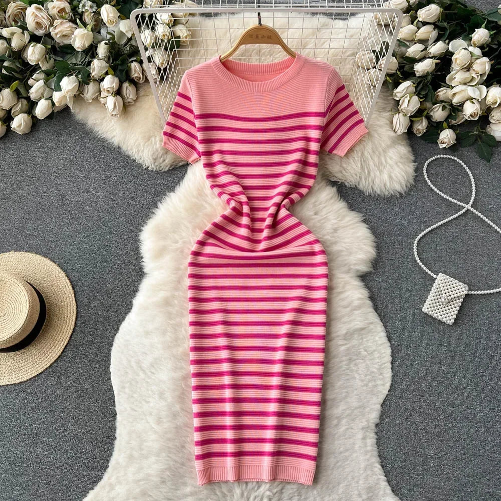 Striped Beach Knitted Dress