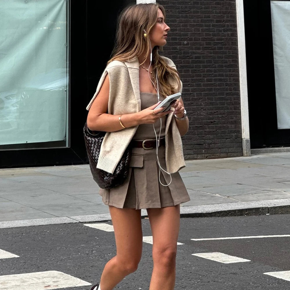 Bandeau Mini Pleated Dress