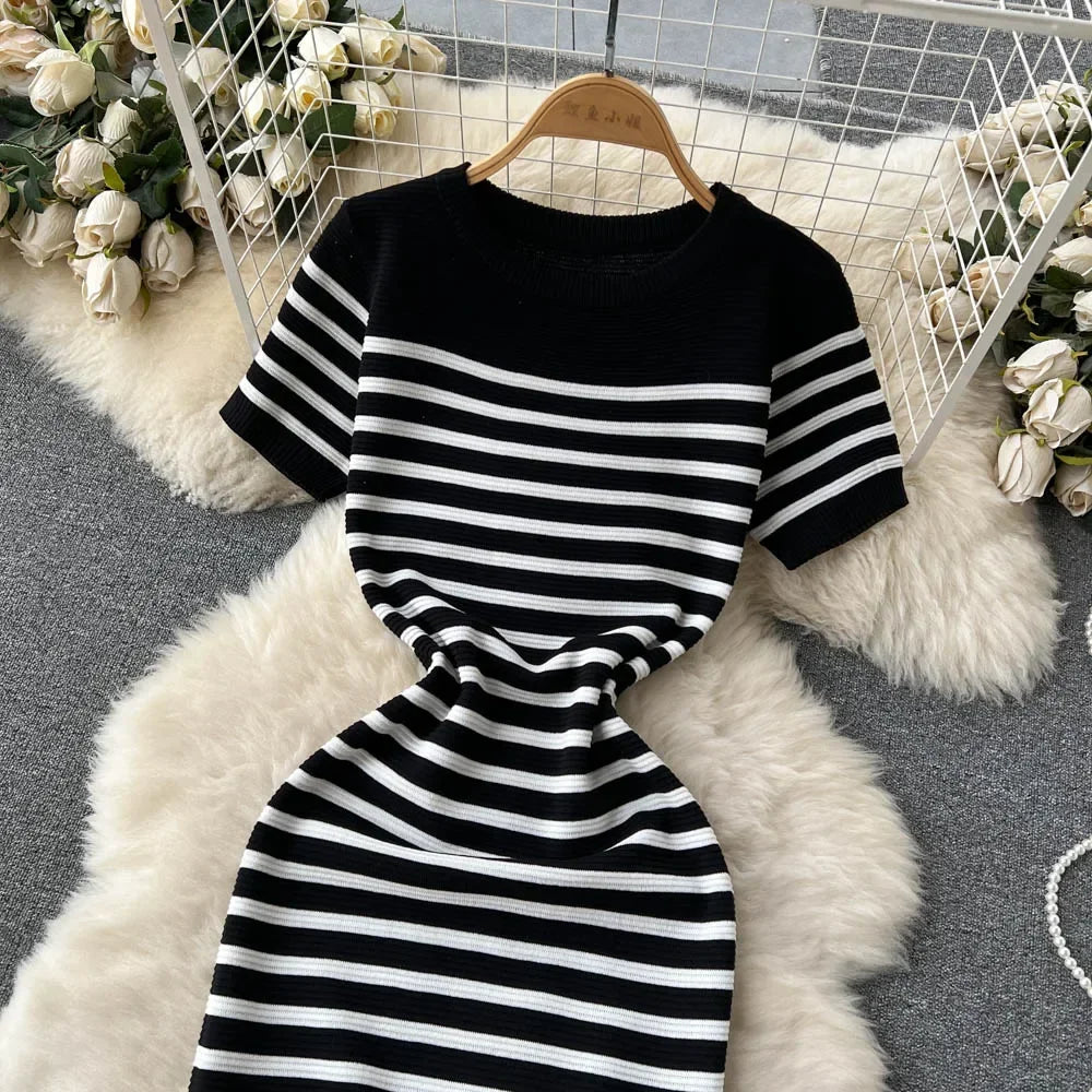 Striped Beach Knitted Dress