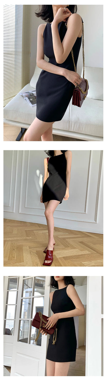 Jielur Summer Women New Spaghetti Strap Elegant Party Mini Dress