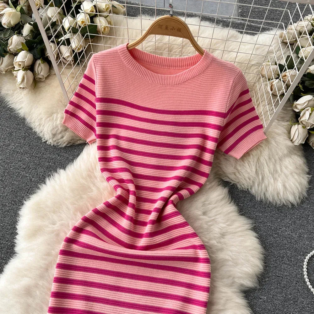 Striped Beach Knitted Dress