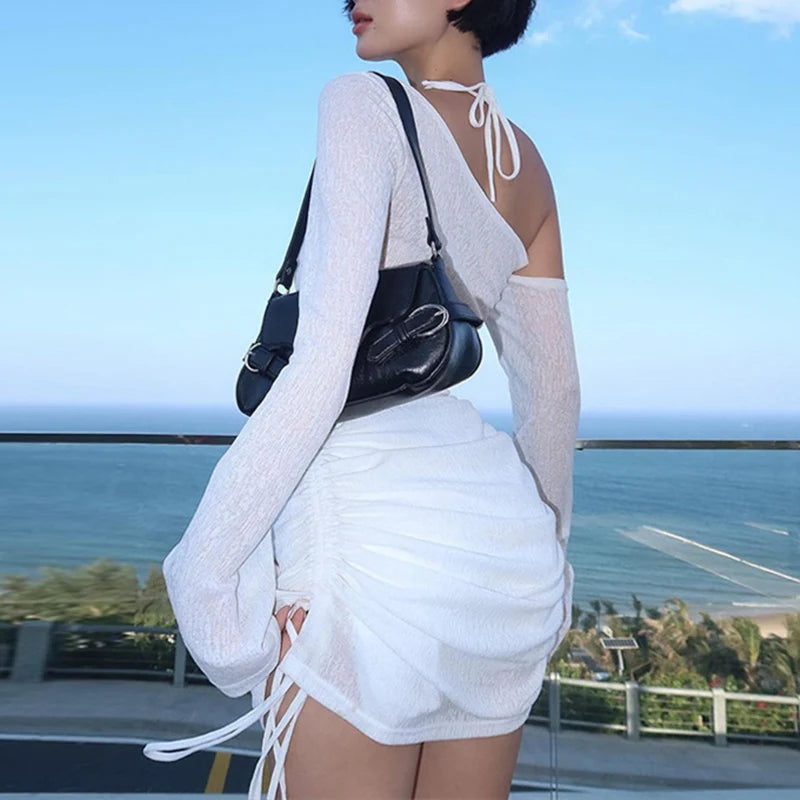 Hot sweet Shirring Hipster Dress