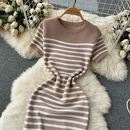 Striped Beach Knitted Dress