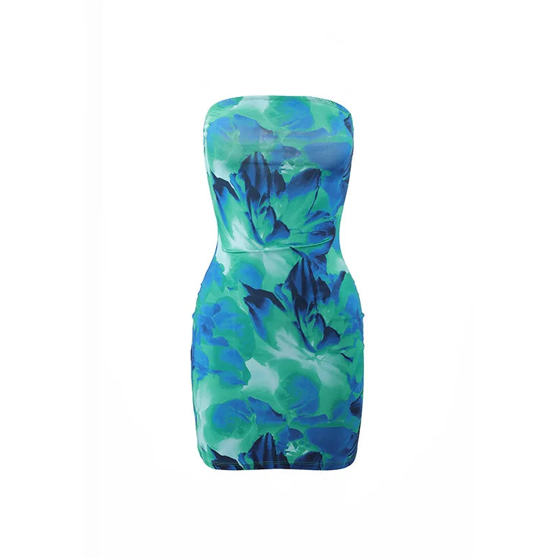 Strapless Tie Dye Tube Dress