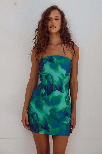 Strapless Tie Dye Tube Dress