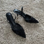 Mesh Embroidered Thin High Heels