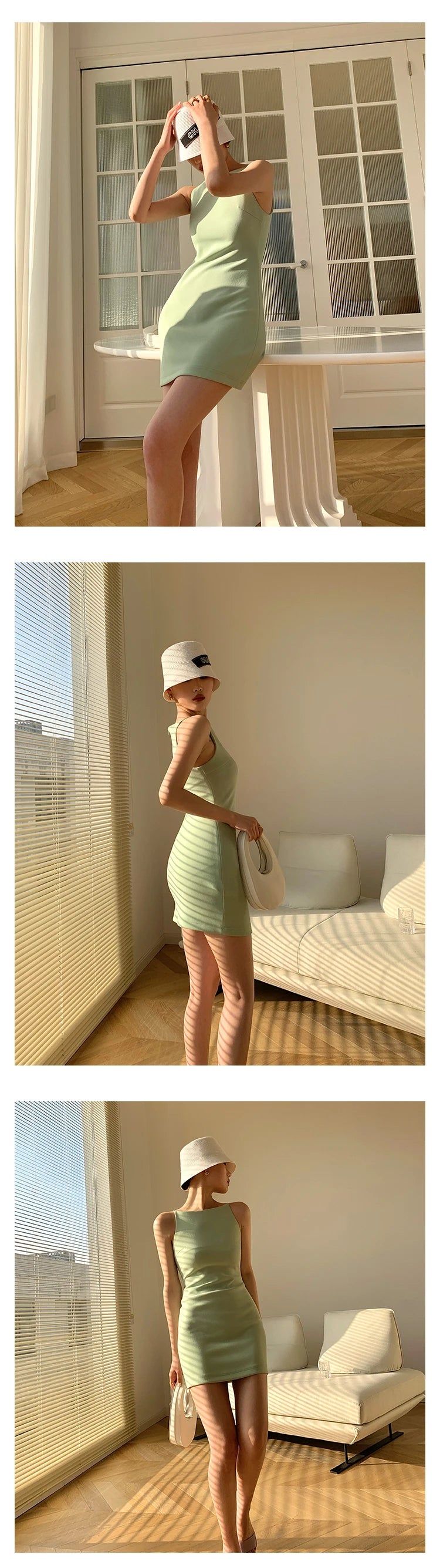 Jielur Summer Women New Spaghetti Strap Elegant Party Mini Dress