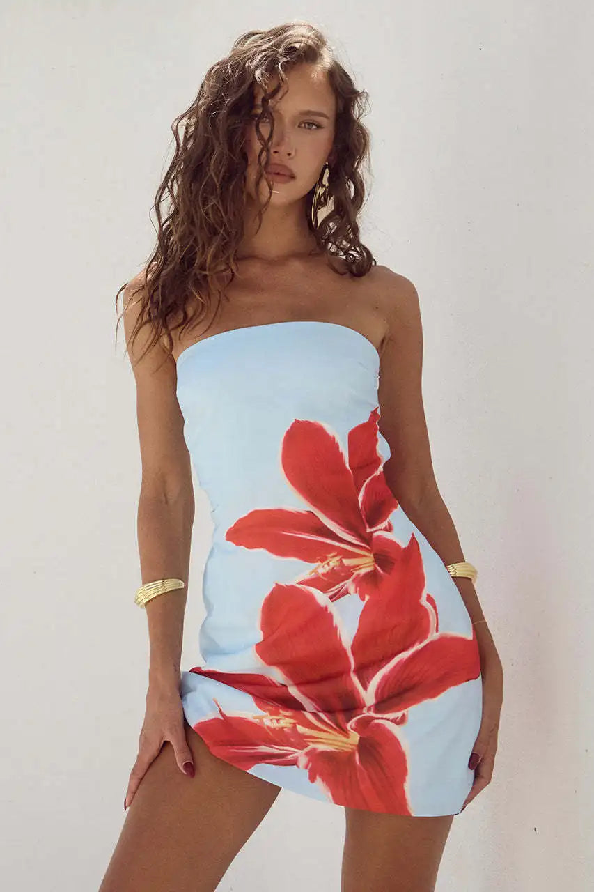 Strapless Tie Dye Tube Dress
