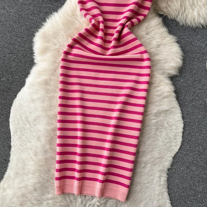 Striped Beach Knitted Dress