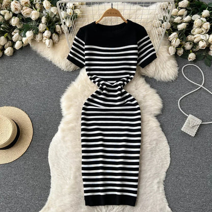 Striped Beach Knitted Dress